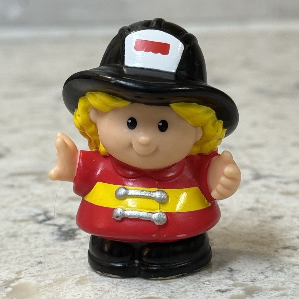 Fisher Price Little People Firefighter Cheryl Girl Blonde Hair Black Helmet 1998